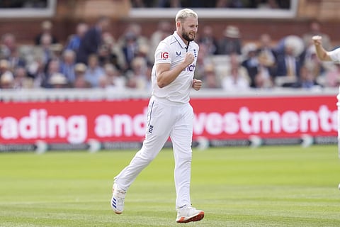 England Vs Sri Lanka 2nd Test Day 2: England's Gus Atkinson celebrates taking the wicket of Sri Lanka's Dinesh Chandimal